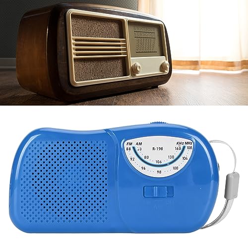 Radio AM FM portátil a batería con altavoz integrado azul miniatura 6