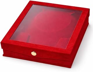 Lushure Velvet MDF Wooden Necklace Set Gift Box with Transparent PVC Window | Jewellery Storage & Display Box for Necklac... Price In India