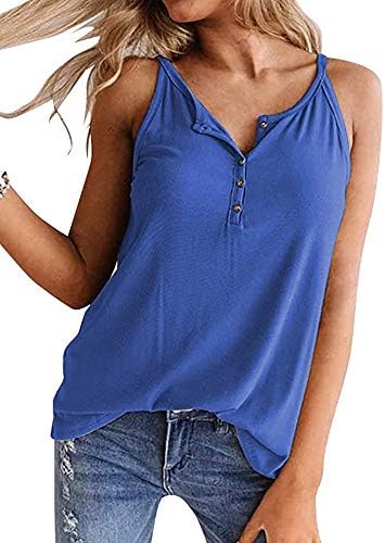 Onedreamer Womens Workout Tank Tops Button Up Henley Shirts Summer Casual Sleeveless Tunics Loose Fit Tees Blouse