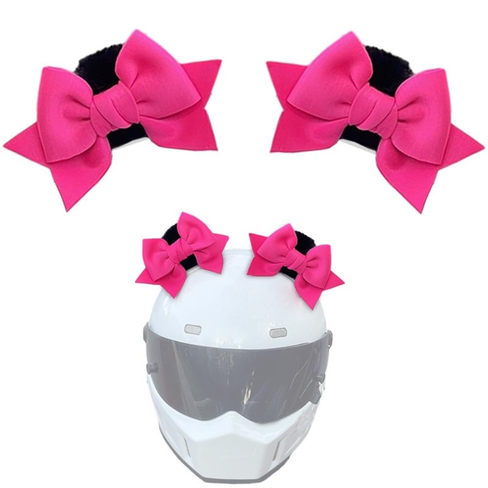 Wambere Décoration de casque de moto, nœud tridimensionnel oreilles de chat décoration de casque oreilles en peluche chapeau de moto bijou de casque amovible ornements de casque moto accessoires de