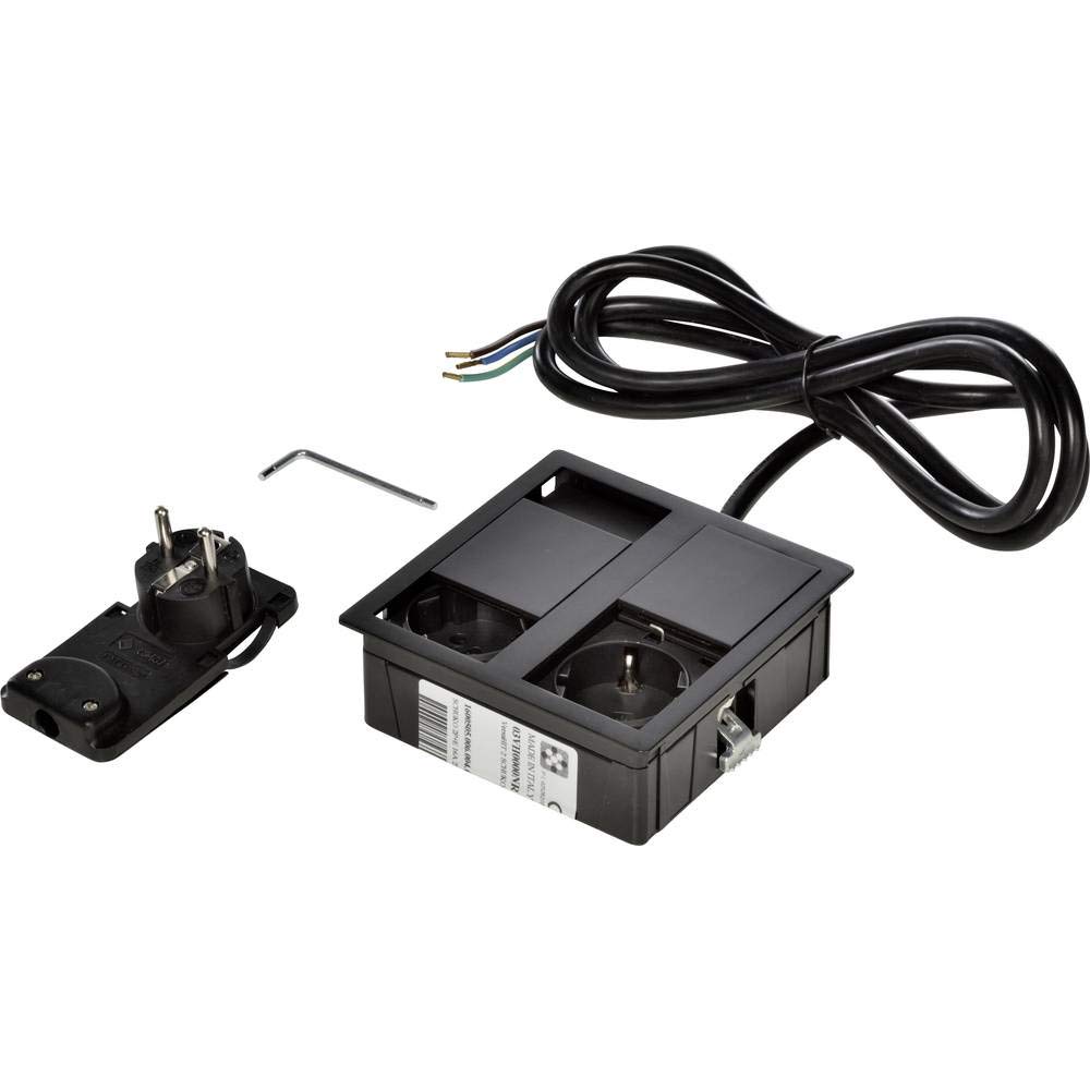 Kopp 939634017 VersaHIT podwójne gniazdko do zabudowy, 16 A, IP54, 3400 W, czarne