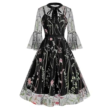 black dress with floral embroidery