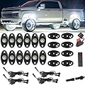 12pods White Rock Lights Dc 12v 6000k Aluminum Alloy Pure White Led Rock Lights with Switch Wiring Harness Kit Ip68 Waterproof for Trucks Pickup Off-Road Cars SUV Utv ATV Rv RZR Underglow Lights