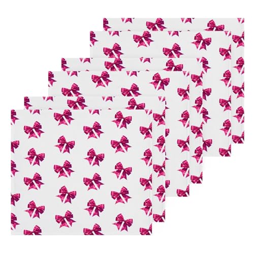 YANENDIE Rose Red Bows Washcloths Towels, Highly Absorbent and Soft Cotton Face Cloths, 6 Pack Quick Dry Wash Cloths - 12 X 12 Inches