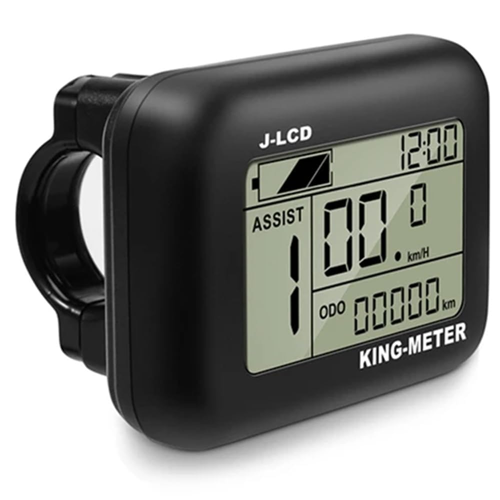 King-Meter J-LCD wyświetlacz E-Bike 36 V, wodoodporny panel sterowania LCD do zestawu do konwersji roweru elektrycznego, uchwyt na kierownicę 22,2 mm, wyświetlacz zastępczy do rowerów elektrycznych i