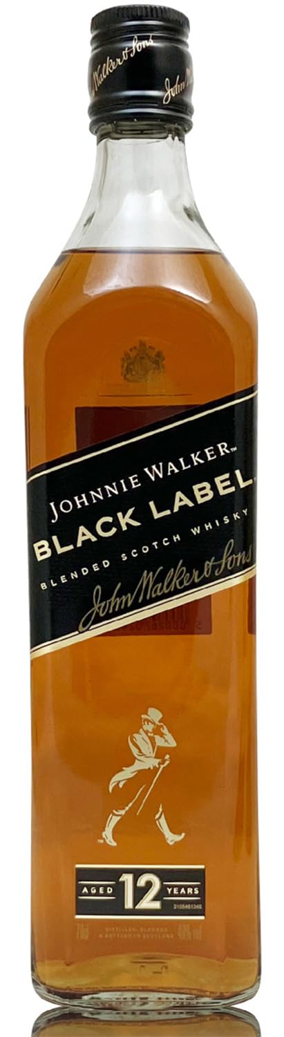 (Whiskey) Johnny Walker Black Label, 12 Years, 40°, 23.7 fl oz (700 ml), Unboxed, Blended Scotch Whiskey (UK) (Bookmark Paper, Ribbon Hanging, Gift Wrapping, Message Card Compatible)