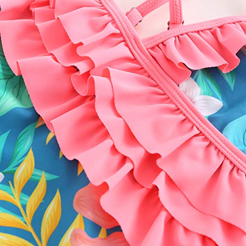 Image of Girls One Piece Swimsuits Hawaiian Ruffle Swimwear Beach Bathing Suit
