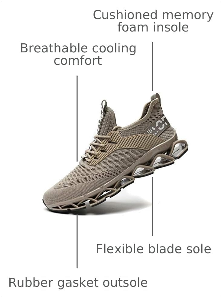 Image of Vooncosir Men's Fashion Sneakers Breathable Mesh Running Shoes Blade Non Slip Soft Sole Casual Athletic Walking Shoes