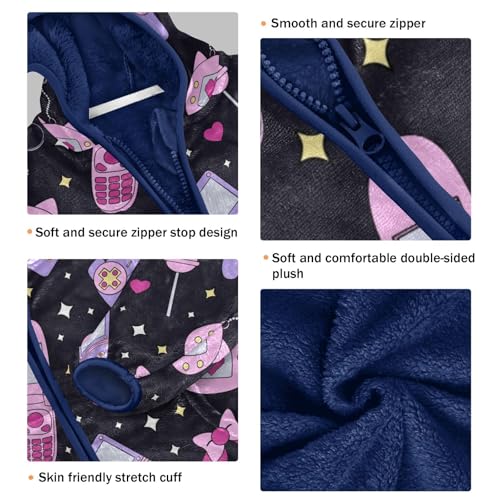 Gamer Girl Girls Fleece Jacket Girls Fall Jacket Girls Zip Up Hoodie Girls Sherpa Jacket 2-10T3