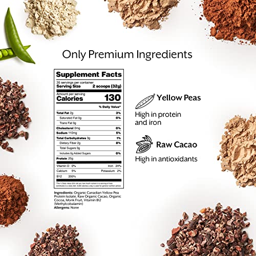 Promix Plant-Based Vegan Protein Powder, Raw Chocolate - 2.5lb Bulk - Pea Protein & Vitamin B-12 - Post Workout Fitness & Nutrition Shakes, Smoothies, Baking & Cooking Recipes - Gluten-Free - Image 5