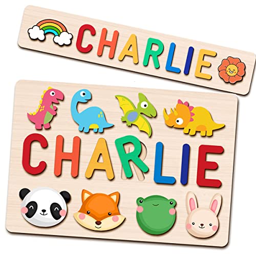 Blumuze Personalisierte Namen Holzpuzzle, Benutzerdefinierte Namenspuzzles für Kleinkinder, Baby Puzzle ab 1 2 3 Jahren,Holzpuzzle mit Formen, Kindergarten, Spielzeug, Dekoration, Kindergeschenk Cover