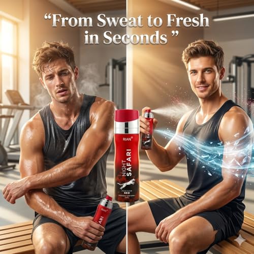 Image of RIAN Night Safari Panther Red Deodorant Body Spray | Bold Intense Fragrance | Long Lasting Deo for Men & Women | 200 ML