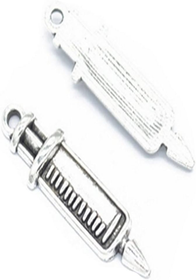 5 PCS silver Syringe pendant charms