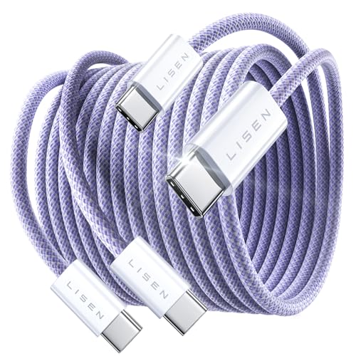 LISEN 240W USBC to USBC Cable [2-Pack 3m+3m] C to C Charger Cable Fast Charge Type C Charger Cable Fast Charging for iPhone 17 16 15 Pro Max, MacBook Pro/Air, iPad Pro, Galaxy S25, Switch 2,