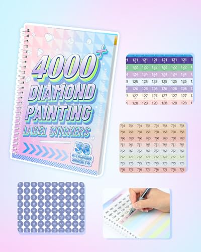 4000+ Diamond Art Stickers Diamond Painting Labels, 36 Sticker Sheets Diamond Painting Accessories and Tools for Diamond Art Storage, Craft Stickers for Diamond Painting Enthusiasts