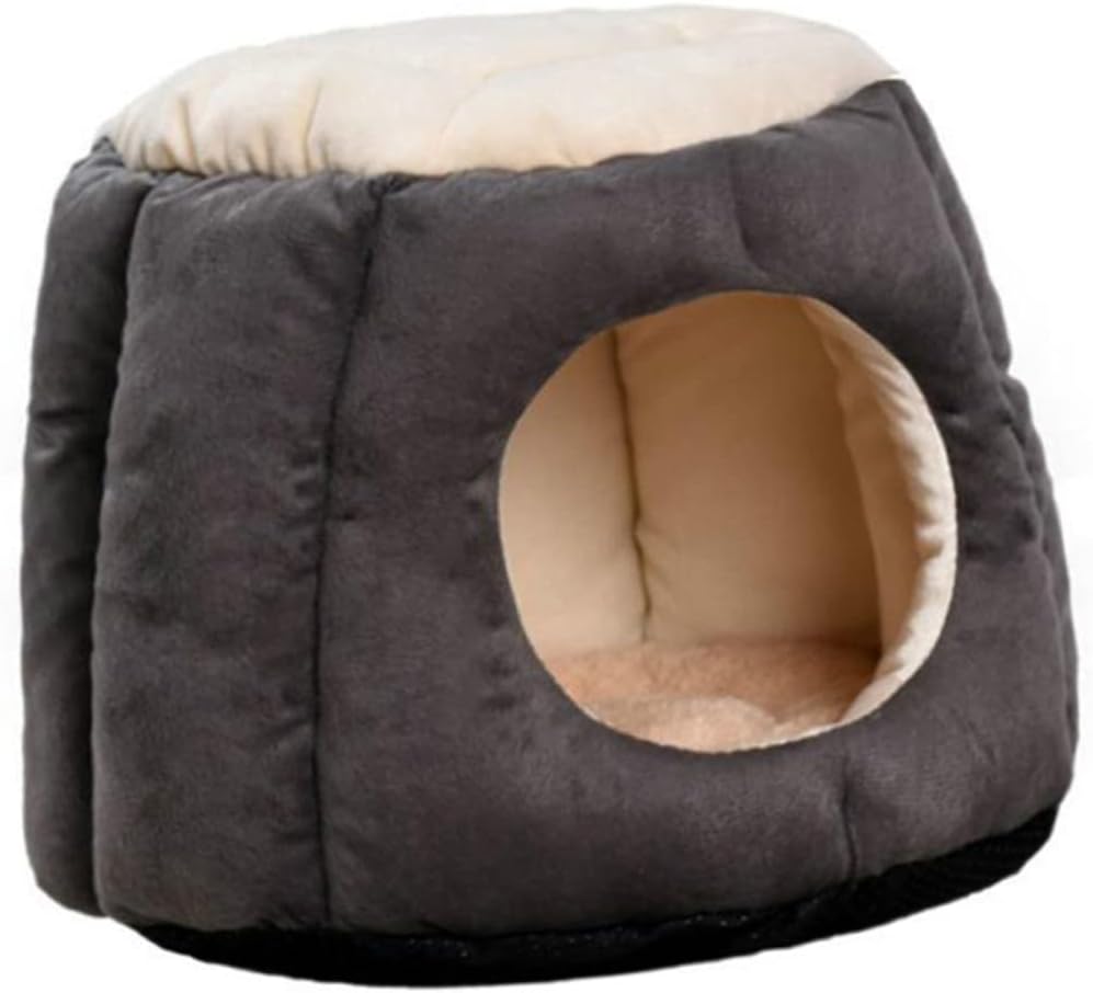 Round Table Dog House Cave Tent for Cats Dogs Warm Nest Sleeping Bed Gray Black Machine Washable Round Design Four Seasons Use Stylish