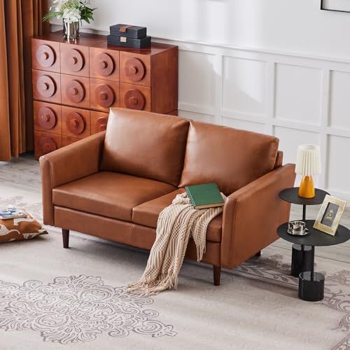 Kingfun Faux Leather 2 Seat Couch for Living Room, Mid