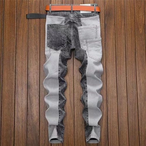 Men's Fashion Stitching Jeans Slim Fit Feet Stretch Jean Trousers Vintage Straight Leg Casual Pencil Jeans2