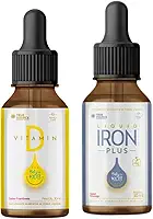 Combo Iron Plus Baby & Kids Liquido 30ml e Vitamin D For Baby E Kids 30Ml Framboesa True Source
