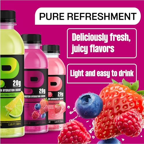Image of Protein2o Hydration Drink - 2-in-1 Liquid Clear Whey Protein Isolate and Electrolyte Drink - 20g Protein, Vitamins B5, B6 - Post-Workout Recovery - 16.9 Fl Oz - 12 Count Mixed Berry