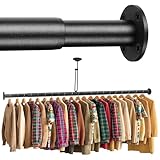 BaiNong Adjustable Closet Rods for Hanging Clothes 17 to 134 inch Black Heavy Duty clothes rod for closet, Laundry, Bathroom, RV Closet Organization and Storage(Extra long)
