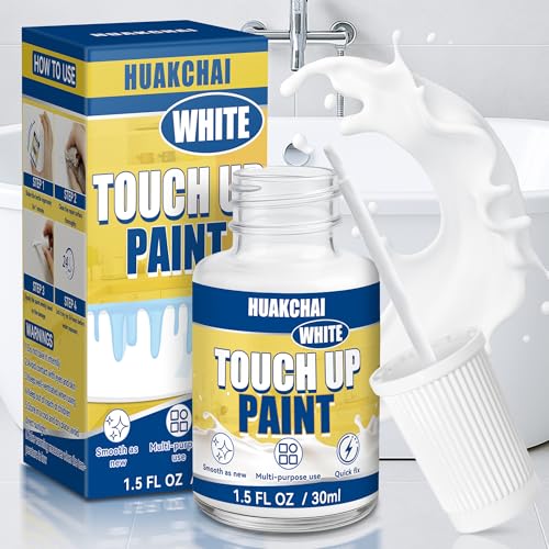 HuakChai Peinture de réparation émail, peinture murale pour réparer les rayures, les marques et les taches, Peinture Blanche Mur pour radiateur, salle de bain, carrelage, métal, dbois, douche(30 ml)