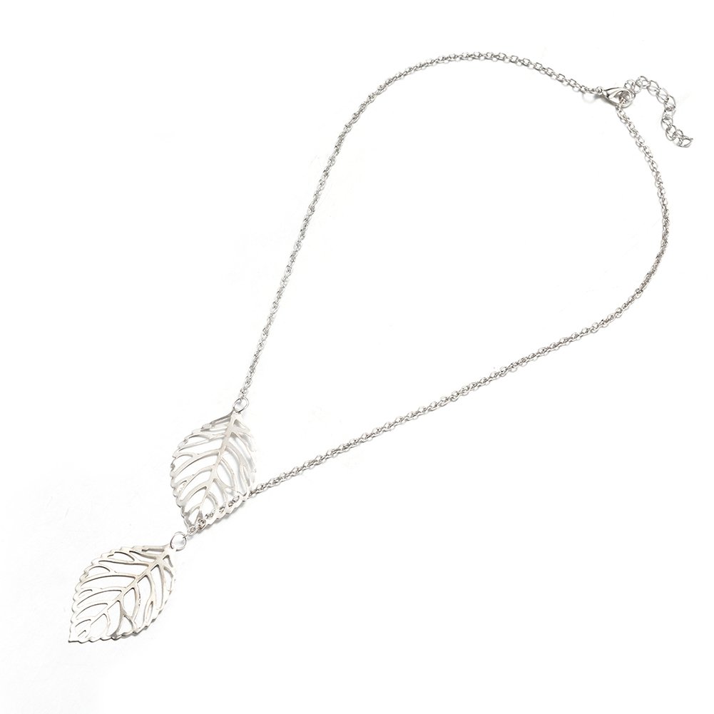 NABTYJC Chic Leaf Shaped Chain Jewelry Necklaces for Women and Girls (Sliver)