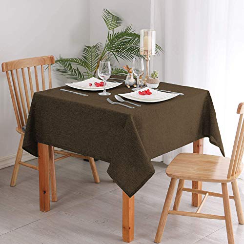 Image of Khooti Washable Jute Rectangular Table Cover Pack Of 1 Heat Resistant Table Cover For Kitchen Table /Dining Table Wedding Party, 60 X 100 Inches (Brown)