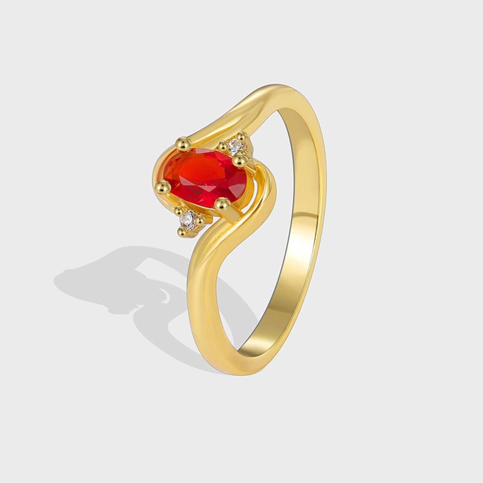 Beydodo Anillos de Compromiso de Oro de 9 14 18 Kilates Mujer con Oval con Rubí Creado y Moissanita, Anillo Oro de Compromiso Mujer