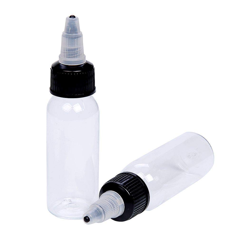 SHIELD PLUS 30ml Empty Tattoo Ink Bottles,2pcs 1oz Tattoo Twist Cap Plastic Clear Transparent Tattoo Pigment Container Bottle 1oz,30ml Tattoo Squeeze Bottles (2 Count)-image-30