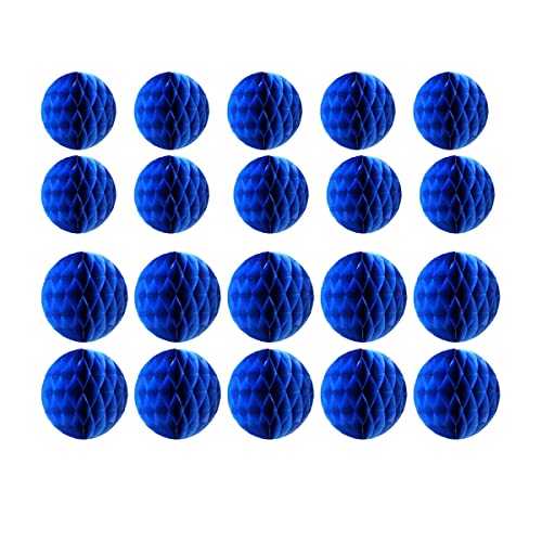 20 bolas de flores de panal de abeja, bolas de papel para decoración de flores, bolas de papel de seda, bola de pompones para cumpleaños, boda, decoración del hogar (3 + 6 pulgadas, azul rey)