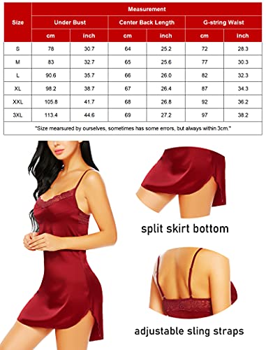 image for ADOME Slip Lingerie Sexy Chemise Nightgown Babydoll Soft Sleepwear Sat