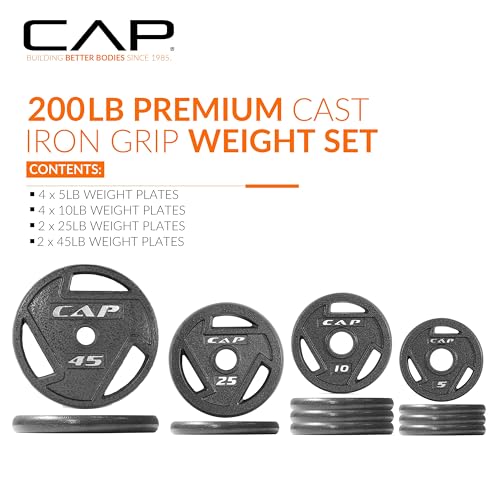 Image of CAP Barbell 2-Inch Olympic Cast Iron Plate Weight Set | 75-285 lbs | Multiple Options