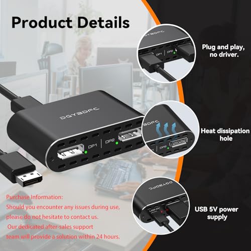 Image of DisplayPort to Dual DisplayPort Adapter Dual 4K120Hz or 4K144Hz+4K60Hz Extend /Copy Mode /SST /MST to 2 DP Display Port Adapter for 2 Monitors (MacOS Only Supports SST Mode, No DP Cable)