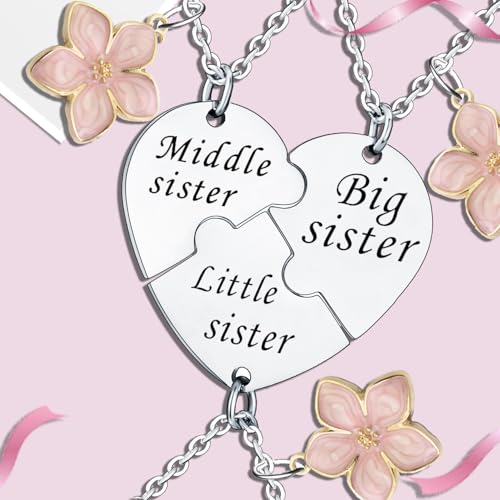 YEEQIN Sister Matching Necklaces - Big, Middle & Little Sister Gifts Set3