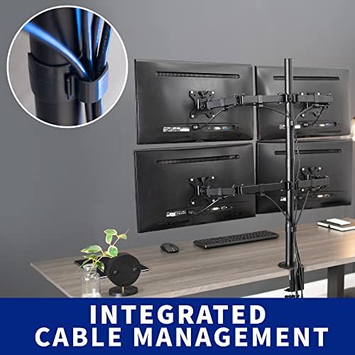 VIVO Quad 13 to 30 inch LCD Monitor Desk Mount, Fully Adjustable Stand with Tilt and Swivel, Holds 4 Screens with Max VESA 100x100, STAND-V004 - Thumbnail 4