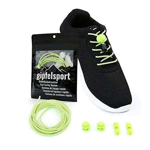 gipfelsport Cordon Elastico Zapatillas - Cordones sin Atar | para niños y Adultos | Cordones Deportivos, Triatlon | 1x Par de Amarillo neón