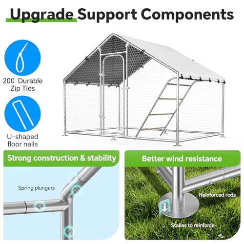 Image of 9.9x5.1 FT Large Metal Chicken Coop, Walk-in Poultry Run Enclosure