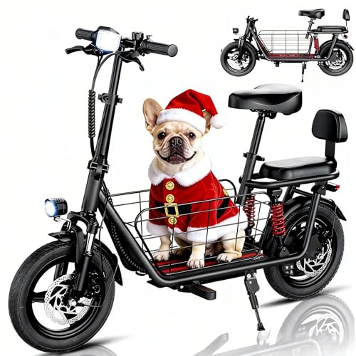 2-Seater Electric Scooter for Adults, 850W Powerful Folding E Scooter, Dual Suspension, 22MPH Top Speed & 25-Mile Range, 14