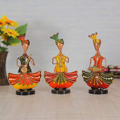Handicrafts Paradise Tribal Rajasthani Musicians in Iron Handmade Decorative Gift Item Showpiece for Home Décor, Multicolour (12.75 inch) – Set of 3 p. Handicrafts Paradise Tribal Rajasthani Musicians in Iron Handmade Decorative Gift Item Showpiece for Home Décor, Multicolour (12.75 inch) – Set of 3 p.