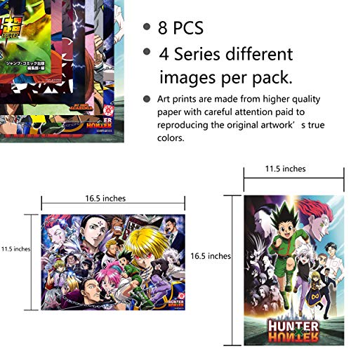 GTOTd Anime posters Wall Poster 8 Pcs 11.5\" x 16.5\"- (with anime stickers 20Pcs)- Unframed Version Poster with Random Anime Stickers 20Pcs