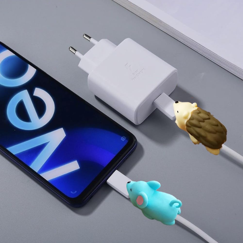 Protezioni per Cavi di Ricarica, Protezione Cavo USB ad Animale, 15 Pezzi Salvacavi per Caricabatterie, Morso per Cavo per Animale Carino, Simpatici Protettori per Caricabatterie, Cavo Cord Protector