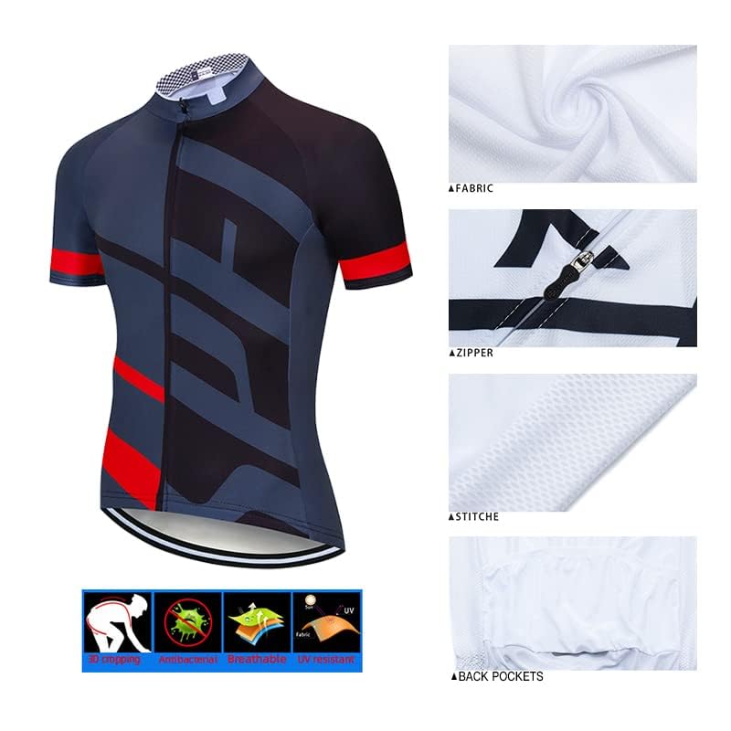 VeloZenith Abbigliamento Ciclismo da Uomo Estiva,Maglia Manica Corta Con 3 Tasche+3D Gel Pantaloncini,Traspirante Sportivo Ciclismo Moda Set per Mountain Bike Tuta MTB