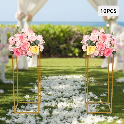 Support de fleurs carré en métal 60 cm (Lot de 10) avec marteau