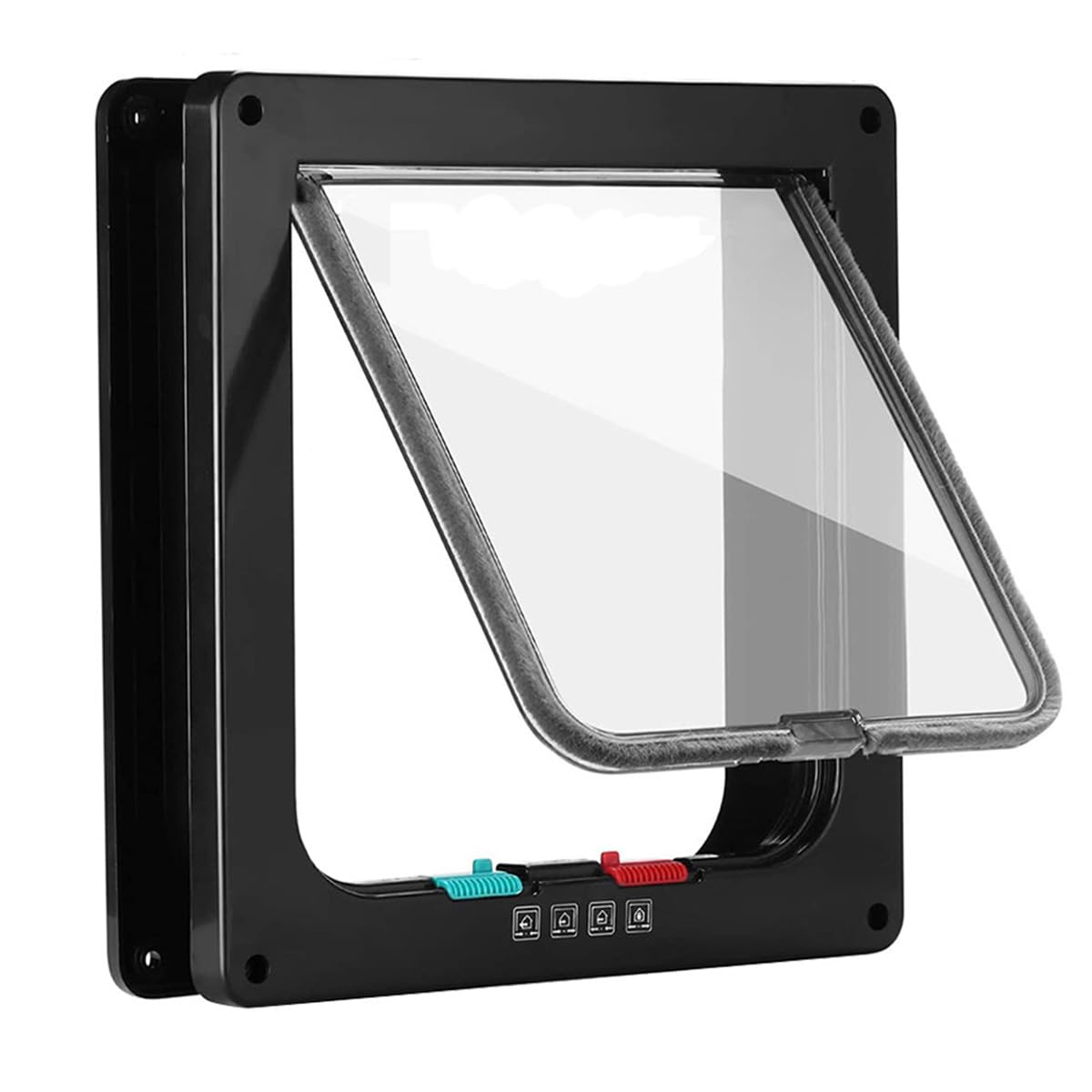 Large Cat Flaps, Safety Pet Door with 4 Way Lock, Weatherproof Manual Pets Flap for Wall/Wooden Door/UPVC Doors, Medium Cats Small Dog Exclusive Entry (Black,L1-25x23.5x5.3cm)