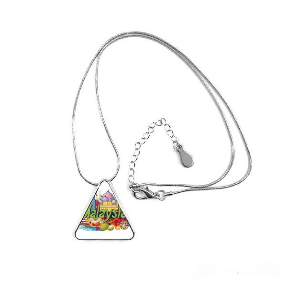 Collier pendentif triangle graffiti Malaisie Twinstower avec chaîne - 3