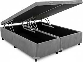 Cama Box Baú Casal Bipartido 69 Blindado Diversas Cores - (138x188x42) (Suede Cinza)