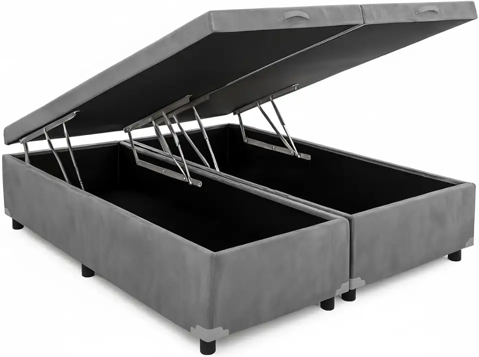 Cama Box Baú Casal Bipartido 69 Blindado Diversas Cores - (138x188x42) (Suede Cinza)