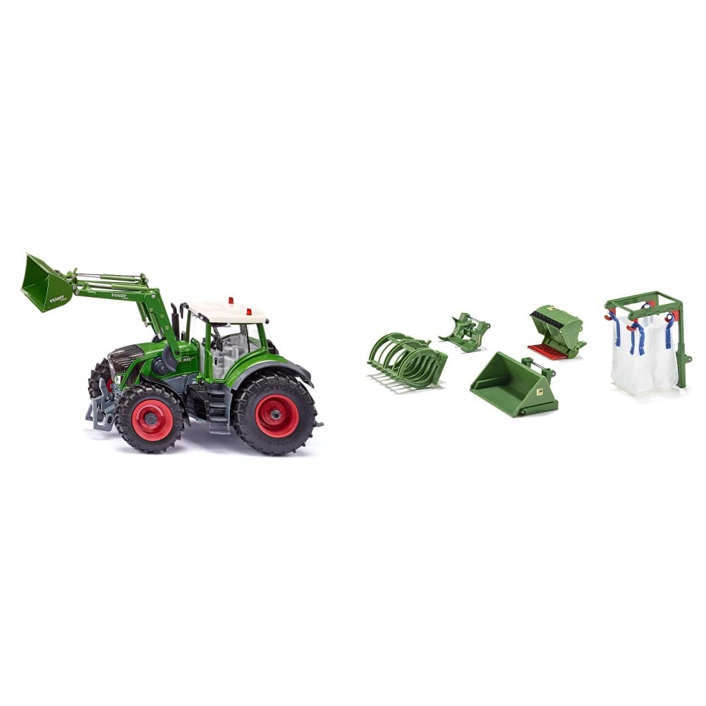 Siku 6793, Fendt 933 Vario Traktor mit Frontlader, Grün, Metall/Kunststoff, 1:32 & 3658, 5-teiliges Frontlader Zubehör-Set, 1:32, Passend Traktoren mit Frontlader im Maßstab 1:32, grün