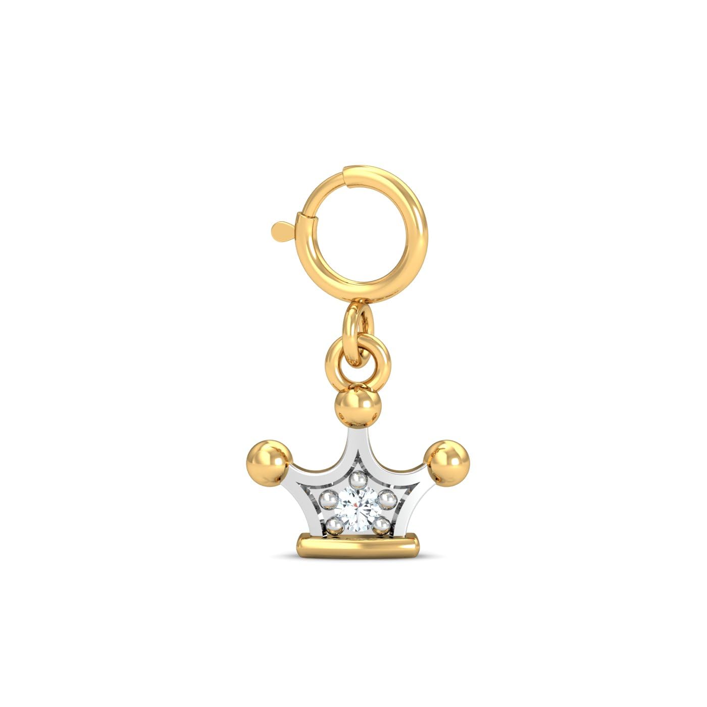 18K Yellow Gold Queen's Crown Charm for Women-image-13